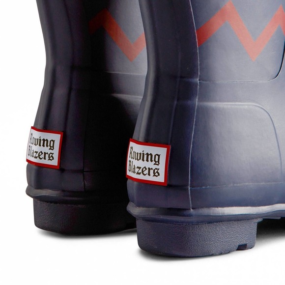 Hunter Original Rowing Plazer Tall Rb Zigzag In Maritime Blue Sundried Red 7 - Picture 8 of 12